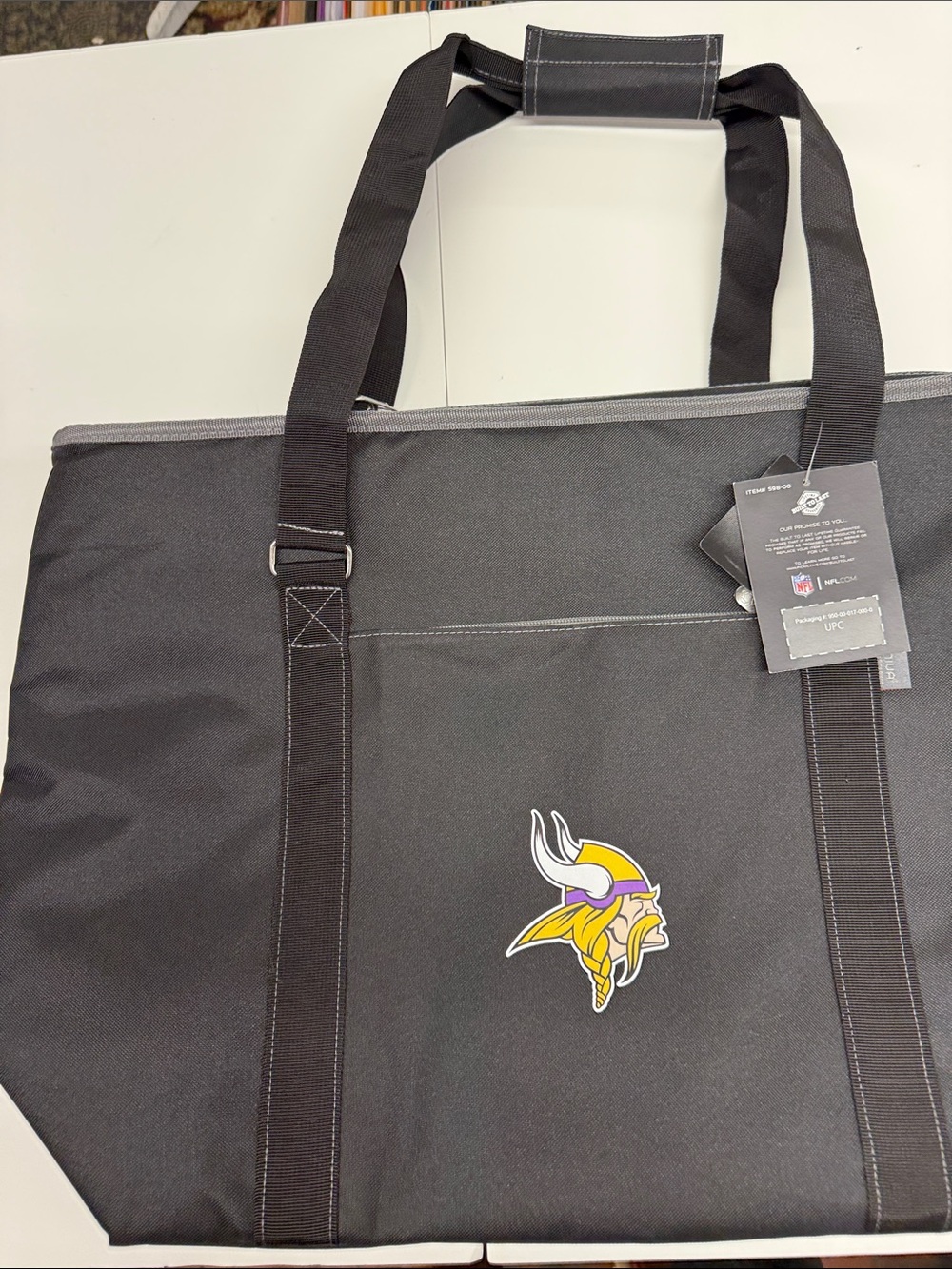 NFL Official  Minnesota Vikings Black Tote Bag with Team Logo